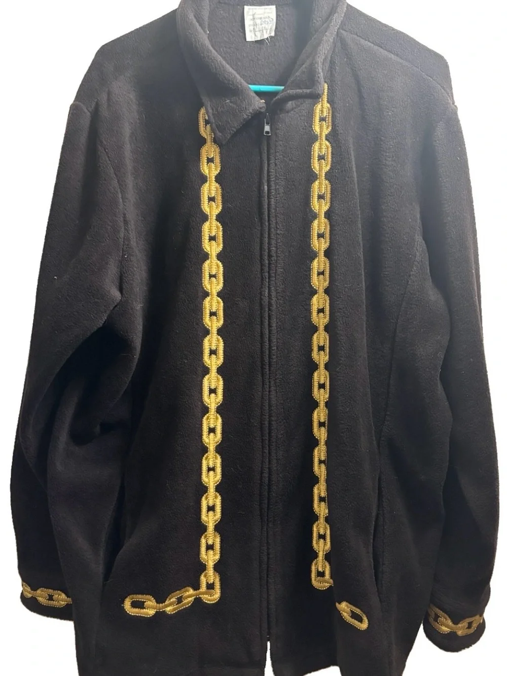 Black Gold Chain Fleece Jacket Women’s 1X Embroidered Zip Front